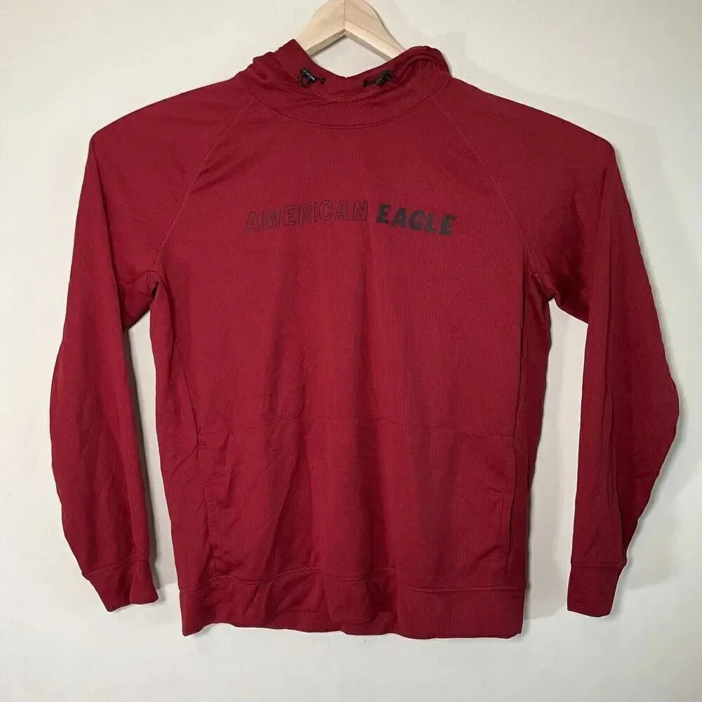 American Eagle Active Flex AE Pullover Hoodie Sweatshirt Men’s Large Red Jacket